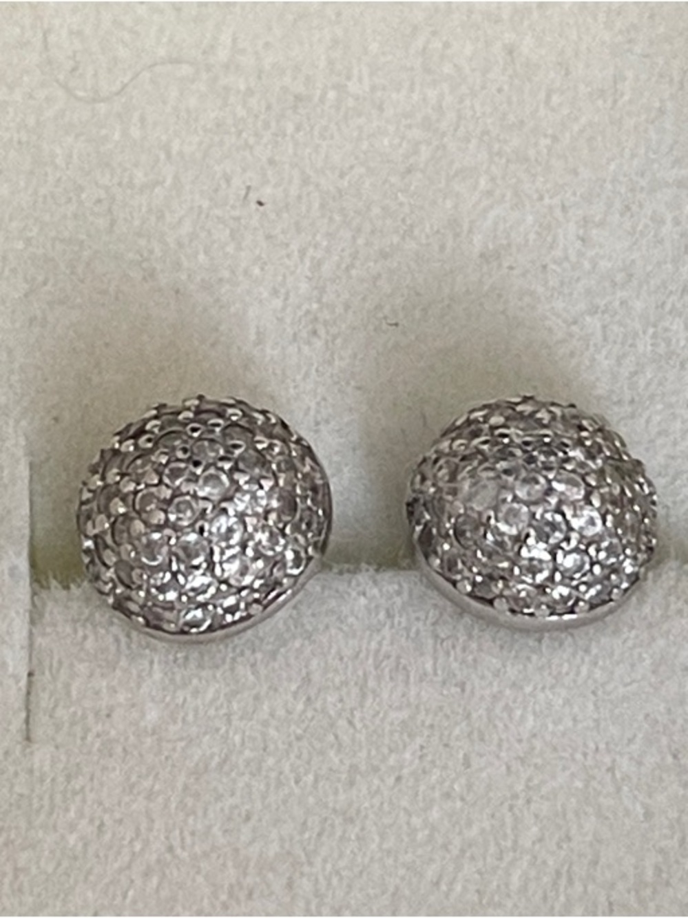 Silver Crystal Dome Stud Earrings